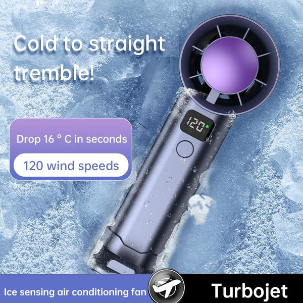 Hand Held Fan, Mini Turbo Fan, High Speed(1-120) Adjustable Portable Powerful Fans Handheld, 2025 New Rechargeable USB Personal Fans with LED Display for Travel/Camping/Indoor/Outdoor